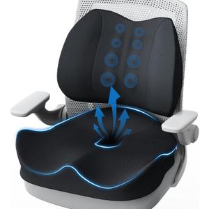 Seat Cushion Lumbar Support Pillow for Office Chair, X Large Memory Foam Chair Cushions for Sciatica Tailbone Pain Relief Coccyx Pad for Wheelchair, Car, Home, Office, Desk