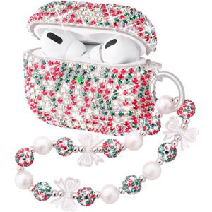 Compatible with AirPods Pro 2 Case Protective Glitter Cute Case for AirPod Pro 2nd Gen with Luxury Shining Keychain Lanyard Strap for Women Girls (Christmas)