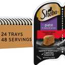 Sheba Perfect Portions Wet Cat Food Pate Tender Beef Entree, 2.6 oz. Twin-Pack Trays, Cat Food Wet Recipe, BB 03/02/28 (24 Count, 48 Servings)