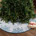 Blue and White Christmas Tree Skirt, Elegant Holiday Tree Skirts for Small to Large Trees, Festive Double-Sided Decor with Snowflake Designs (36")