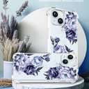 Compatible with iPhone 15 Plus Case Clear Cute for Women - Rugged Phone Cases Funda Protector Cover Skin (Blue Peony Roses Floral)