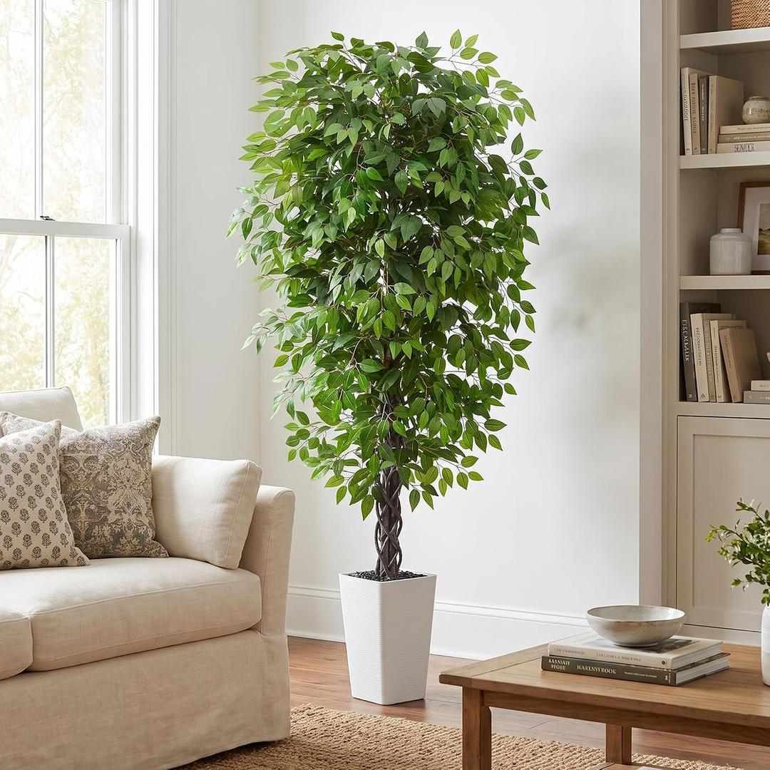 Artificial Ficus Tree Indoor, 7FT Realistic Large Fake Trees