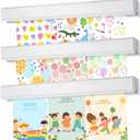 3 Pack Kids Wall Mounted Hanging Magnetic Artwork and Picture Display Bar for Displaying Pictures and Memos in Schools or at Home(White)