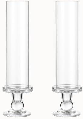 Hurricane Candle Holder Glass Taper Hurricane Clear Tall Candlestick Candles Holders Table Centerpiece Wedding Party Dining Event Home Decor (2)