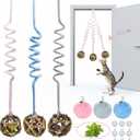 Hanging Retractable Catnip Cat Spring Toys,Fluffy Ball Cat Toys with Bell,6 Pack Hanging Interactive Teaser for Indoor Kittens,Promotes Exercise, Chase & Play, Kitten-Safe Bouncy Fun (Ball)