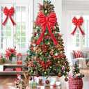 Large Christmas Bows Balloons, 4Pack Red Foil Balloon Decorations for Christmas Tree Topper, Wreath, Front Door, Outdoor & Indoor Party Decor