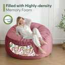 3 Ft Bean Bag Chair, Memory Foam Bean Bag Chairs for Adults with Filling, Round Bean Bag Sofa with Filler Included, Beanbags with Soft Dutch Velvet Fabric,3 Foot,Pink
