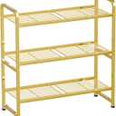 3 Tier 30" Wide Metal Wire Shelf, Stackable & Adjustable Gold Utility Shelves for Pantry, Garage, Closet Storage