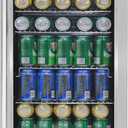Whynter Beverage Refrigerator with Double-Layer Glass Door, 127-Can 3.1 Cu Ft Freestanding Drink Mini Fridge, BR-130SB, Stainless Steel