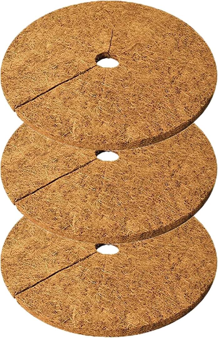 Deepthi 18-Inch Coco Coir Mulch Mats Pack of 3 Natural Coconut Fiber Discs Tree Ring Guards, Pot Covers, Sapling Root Protection, Weed Barrier, Moisture Retention for Garden & Potted Plants