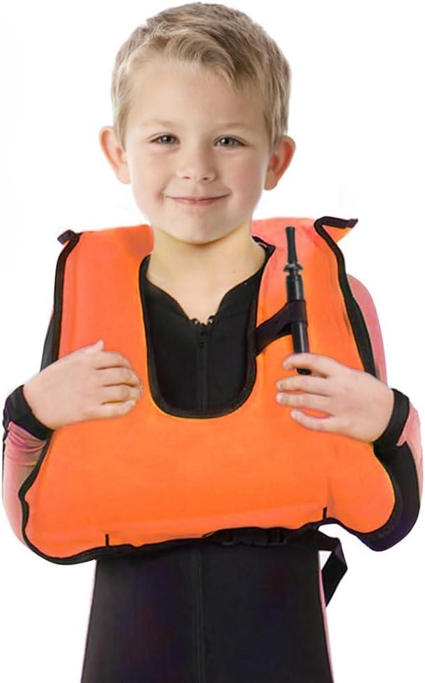 Inflatable Snorkel Vest for Kids, Portable Snorkeling Jackets for 50-110 lbs Boys & Girls (Orange)