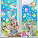 4 x Easter Window Clings Decorations - 9 Sheets Double-Sided Reusable Bunny Egg Flower Stickers, Anti-Collision Spring Decor for Glass, Mirror, Tile - Perfect for Home, Office & Classroom