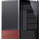 JONSBO T6 Black ITX PC Case, Mini Tower Aluminum Computer Case, with Multifunctional Handle, Walnut (Solid Wood) Panel.MB:DTX/ITX,Black Chassis