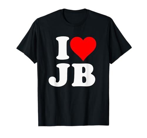 I Love JB Heart Gift T-Shirt, XL (Black)