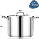 P&P CHEF 16 QT Stock Pot with Lid, Stainless Steel Large Cooking Pot, Soup Canning Stockpot for Stewing Simmering, Tri-ply Bottom for All Stoves, Heavy-Duty &Dishwasher Safe & Food-Grade, 16 Quarts