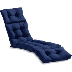 Srutirbo Chaise Lounge Chair Cushions Long Bench Cushion for Outdoor Furniture, All Weather Replacement Indoor Outdoor Padded Recliner Chair Cushion with Non-Slip Back Elastic Sleeve (Navy Blue)