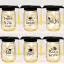 12 Sets 2026 Graduation Centerpieces for Tables, Glowing Mason Jar Centerpieces with Graduation Caps, Glowing Money Jars for College High School Congrats Grad Party Decor Supplies