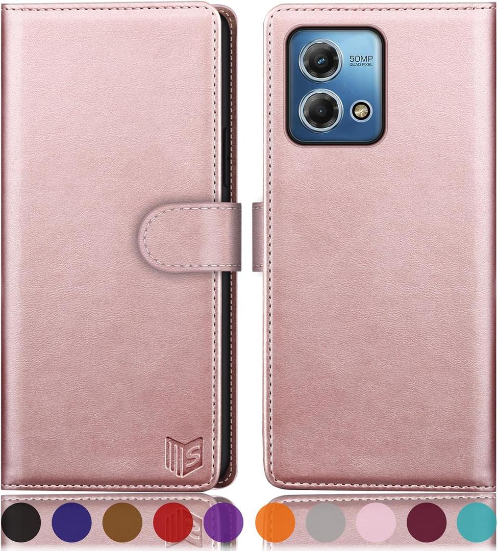 SUANPOT for Moto G Stylus 5G 2023 Wallet case RFID Blocking Credit Card Holder, Flip Folio Book PU Leather Phone case Shockproof Cover Women Men for Stylus 5G 2023 case Rose Gold
