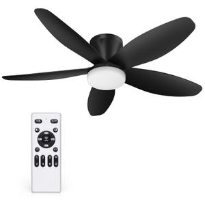 Orabriz 42 Inch Ceiling Fan with Lights and Remote Control, Quiet Modern Low Profile Fan Light with 6 Speeds, Dimmable LED, Reversible Blades for Bedroom Living Room Indoor/Outdoor, Black