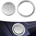 2 PCS Car Button Decoration, Engine Button Starter Cover, Ignition Ring Cover Modification Interior, Universal for Most Cars (Silver)