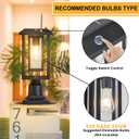 Solar Lamp Post Lights for Outdoor with Pier Mount Base, Dusk to Dawn Pole Light Head with Waterproof, Exterior Solar Powered Pillar Lights Fixture for Yard, Garden, Pathway, Black, Large
