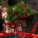 20pcs Red Berry Stems Pine Branches Christmas Berries Dcor Artificial Pine Cones Branch Craft Wreath Pick & Winter Holiday Floral Picks Holly Stem for Decoration DIY Xmas Garland Crafts