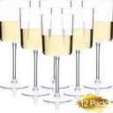 Ciaell 12 Pack Clear Plastic Wine Glasses - 10 Oz Disposable Wine Glasses with Stem for Parties & Weddings & Poolside & Outdoors & Camping