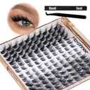 Cat Eye Lash Extensions Kit Fox Eye Lash Clusters Kit L-Curly Eyelash Extensions Soft Feathery Eyelash Clusters Wispy Individual Lashes with Lash Bond and Seal by Mavphnee