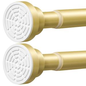 AIZESI Gold Tension Curtain Rod No Drilling 28-50Inch-2PCS,Spring Tension Rod Non-Slip,Bathroom Shower Rod Non-Rust,Adjusatable Tension Rod For Windows Doorway Curtains