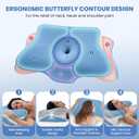 JINXIA Cervical Neck Pillow for Sleeping, Odorless Memory Foam Pillows & Cooling Cover, Ergonomic Orthopedic Neck Support Pillow for Side Back Stomach Sleepers, Neck and Shoulder Pain Relief, Blue