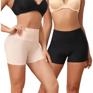 JOYSHAPER Boyshorts Panties for Women Anti Chafing Underwear Slip Shorts for Women Under Dress (X-Large, 2 Pack-black+beigewide Waistband)
