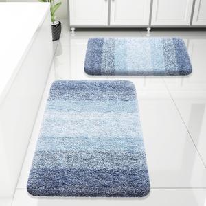 Arotive Bathroom Rugs Sets 2 Piece, Shaggy Soft and Absorbent Microfiber Bath Rugs, Non-Slip, Machine Washable Dry Bath Mats for Bathroom, 30x20 and 24x16, Light Blue