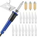Honoson 19 Pieces Electric Hot Knife Cutter Tool, Multipurpose Hot Knife Stencil Cutter with Metal Stand, 14 Blades, 3 Chuck Sleeves for Cutting Carving(Blue)