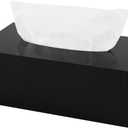 Acrylic Tissue Box Holder, PITBVO Rectangular Shiny Black Tissue Box Cover, Table Facial Napkin Dispenser for Car, Bathroom, Bedroom, Kitchen, Office, Living Room, Counter, Hotel Use (9.85"L x 5.1"W x 4.5"H)