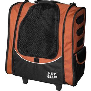 Pet Gear I-GO2 Roller Backpack, Travel Carrier, Car Seat for Cats/Dogs, Mesh Ventilation, Included Tether, Telescoping Handle, Storage Pouch, 2 Models,  12 Colors (Copper)