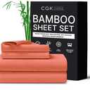 CGK Unlimited Full Size Sheets - Cooling and Breathable Sheets - 60% Polyester, 40% Rayon Derived from Bamboo - Super Soft & Comfy for Hot Sleepers to Stay Cool, Fits Full Sized Bed (Full, Coral)