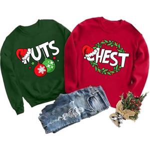 TQUEQRW Christmas Sweatshirts Merry Christmas Sweatshirts for Women Funny Xmas Long Sleeve Shirt Holiday Pullover 1 Out Of 2 (NUTS), Size XL