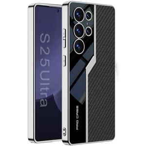 Lunivop for Samsung Galaxy s25 Ultra Case TPU Frame &Back PU Leather Cover Slim Silicone Funda para S 25 Ultra 6.9 '' 5G 2025 Shockproof Best S25Ultra Phone Cases Carbon Fiber