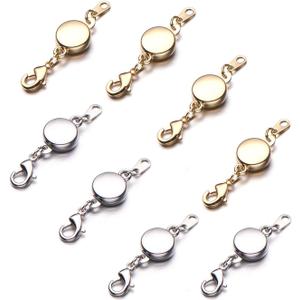 Zpsolution Locking Magnetic Clasps for Jewelry Necklaces Bracelets - Light and Small Keep the Clasp in Back (4 Gold and 4 Silver)
