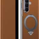 for Samsung Galaxy Z Fold 7 Case with Magnetic Ring, Business Premium Leather Flip Cover Card Slot Hard PC Inner Cover Slim Magnetic Close Folio Case for Z Fold 7 Brown