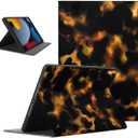 Cool Brown Amber Tortoise Shell Tablet Case for iPad 9th/8th/7th Gen 2021/2020/2019 10.2", TortoiseShell Print Design Trendy Cover for Girls Boy, Fashion Protective Funda Flip PU Leather Cases