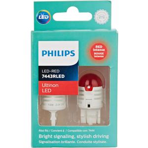 Philips Automotive Lighting 7443RLED Ultinon LED Bulb (Red), 2 Pack