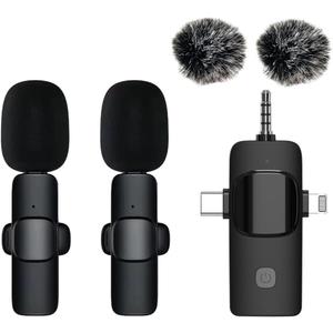 Wireless Lavalier Microphone, Professional Wireless Lavalier Lapel Mic, Portable Clip Mini Mic for Interview/Vlog/Livestream/Podcast/Teaching, Audio & Video for iPhone, Android/Pad/Camera/Laptop