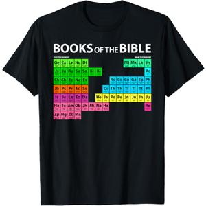 Books of Bible Periodic Table Seminary Pastor Appreciation T-Shirt (Small, Black)