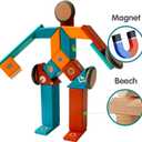 Magnetic Wooden Blocks Set, 22 Pieces STEM Travel Creativity Magnet Block Toys for 3 4 5 Year Old Age Girls Boys