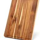 1.5" Thick Acacia Wood Cutting Board, 20" x 15" Chopping Board for Kitchen, with Juice Groove and Handle, Reversible