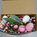 6 FT Pre-Lit Easter Garland with 20 LED Lights & 8 Mode Timer, Mixed Pastel Easter Pip Berry Spring Galand for Mantle Decorations, Lighted Artificial Easter Egg Garland for Fireplace Table Holiday