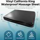 Black Vinyl California King Waterproof Fitted Massage Bed Sheet with Side Pocket | Mattress Protector, Bed Cover for Nuru Massage - Oil, Water-Based, Silicone Safe | 72 x 84 +15.7'' Deep Pocket