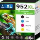 952XL Ink Cartridges Compatible For HP 952 XL Ink Cartridges Combo Pack Ink 952 xl Work with HP OfficeJet Pro 7740 8710 8715 8715 8725 8730 8720 8702 8732M 8736 8743 Printer black C/M/Y ink(4 Pack)