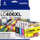 LC406XL Ink Cartridge Replacement for Brother LC406 High Yield Ink Cartridges Work with Brother MFC-J4535DW MFC-J4335DW MFC-J5855DW MFC-J6555DW Printer, 4 Pack